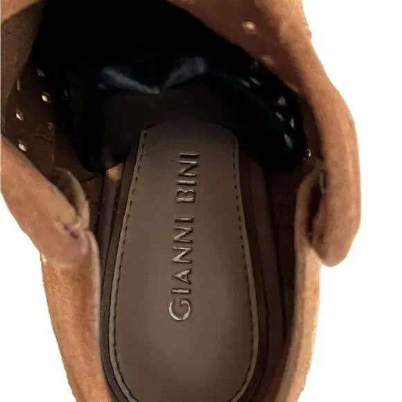 GIANNI Bini Reezy Ankle Suede Perforated Peep Toe Shooties Size 6.5 - Picture 7 of 7